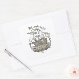 Eigendom Bookplate Ex Libris Clipper Ship Vierkante Sticker