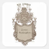 Eigendom Bookplate Ex Libris Wapen Vierkante Sticker (Voorkant)