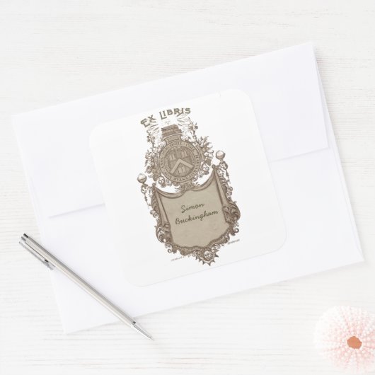 Eigendom Bookplate Ex Libris Wapen Vierkante Sticker (Envelop)
