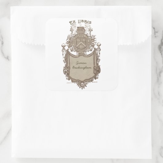 Eigendom Bookplate Ex Libris Wapen Vierkante Sticker (Tas)