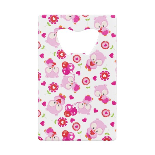 Eigendom, kotelbezit, roze bezit, hart creditkaart flessenopener (Voorkant)