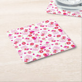 Eigendom, kotelbezit, roze bezit, hart kartonnen onderzetters (Schuin)