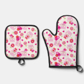 Eigendom, kotelbezit, roze bezit, hart ovenwant & pannenlap set (Voorkant)