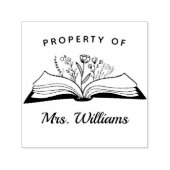 Eigendom van aangepaste docent naam geopend boek b  zelfinktende stempel (Design)