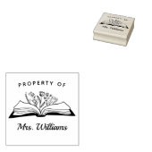 Eigendom van aangepaste leraar naam geopend boek b rubberstempel (Gestempeld)