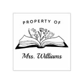 Eigendom van aangepaste leraar naam geopend boek b rubberstempel (Afrduk)