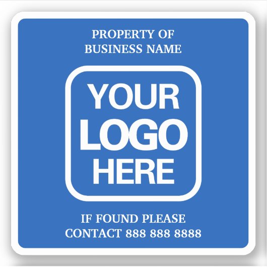 Eigendom van Business Blue | Witte Logo Sticker (Voorkant)