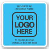 Eigendom van Business Logo Simple Modern Sky Blue Sticker (Voorkant)