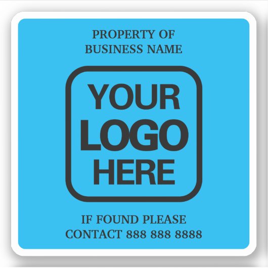 Eigendom van Business Logo Simple Modern Sky Blue Sticker (Voorkant)