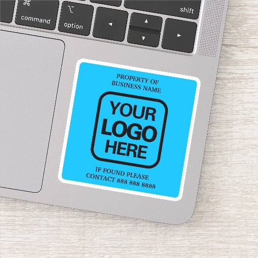 Eigendom van Business Logo Simple Modern Sky Blue Sticker (Detail)