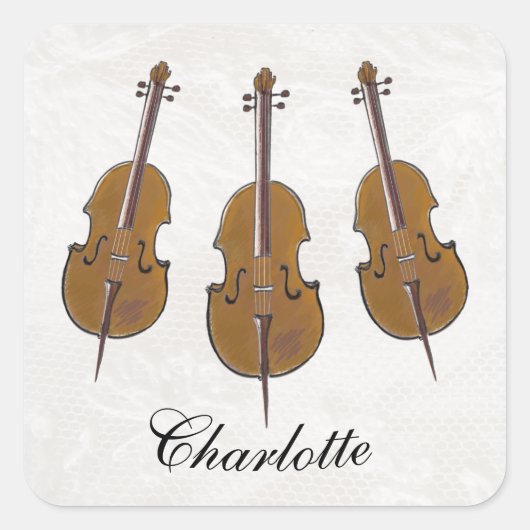 Eigendom van cello boek vierkante sticker (Voorkant)