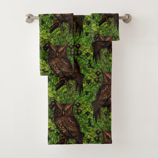 Eigendom van de eikenboom, groen en bruin bad handdoek (Insitu)