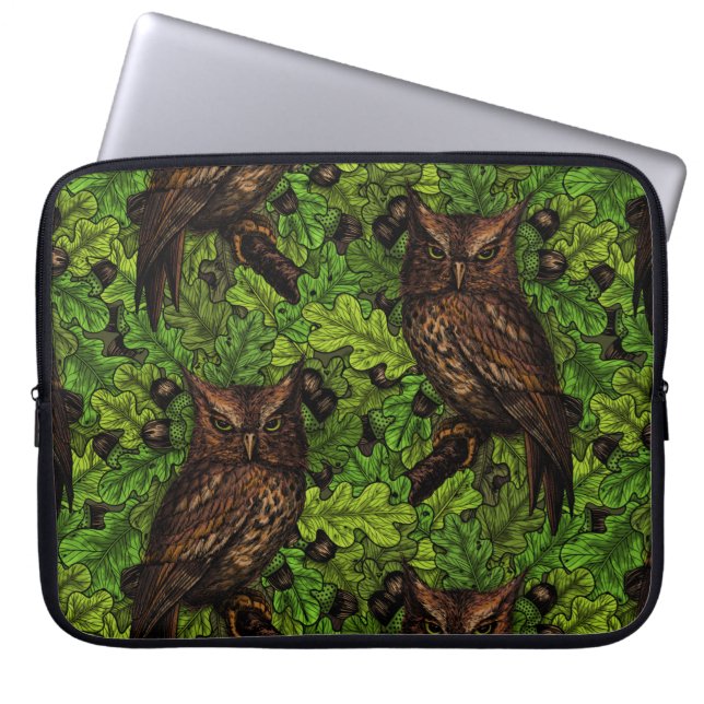 Eigendom van de eikenboom, groen en bruin laptop sleeve (Voorkant)