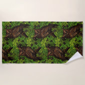 Eigendom van de eikenboom, groen en bruin strandlaken (Voorkant)