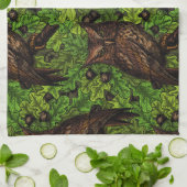 Eigendom van de eikenboom, groen en bruin theedoek (Gevouwen)