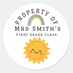 Eigendom van de klas sticker Smiley Sun School