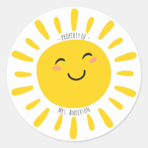 Eigendom Van De Naam Van De Leraar Zonneschijn Ronde Sticker