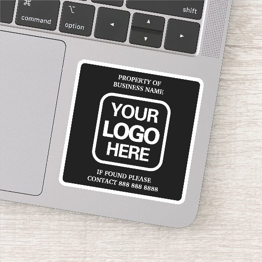 eigendom van de onderneming | Black | Witte Logo Sticker (Detail)