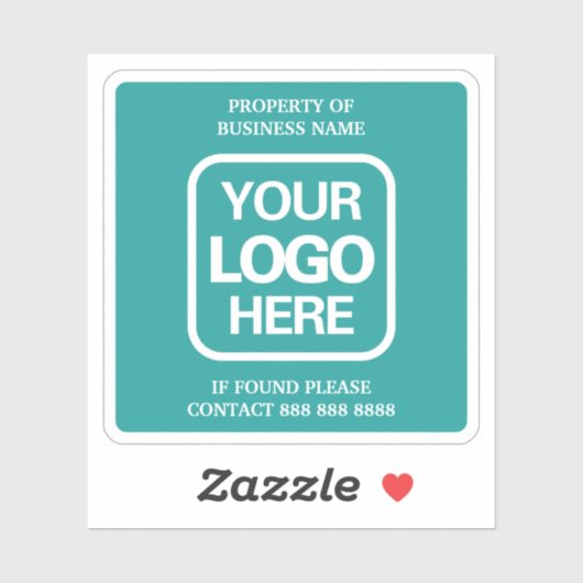 eigendom van de onderneming | Blauwgroen | Witte L Sticker (Vel)