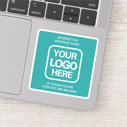 eigendom van de onderneming | Blauwgroen | Witte L Sticker (Detail)