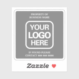 eigendom van de onderneming | Gray | Witte Logo Sticker