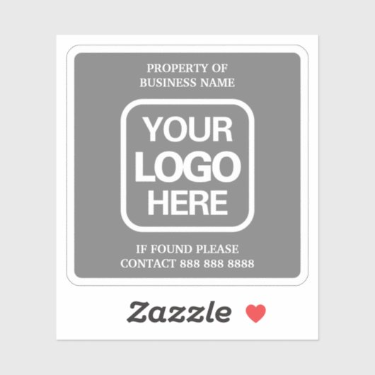 eigendom van de onderneming | Gray | Witte Logo Sticker (Vel)