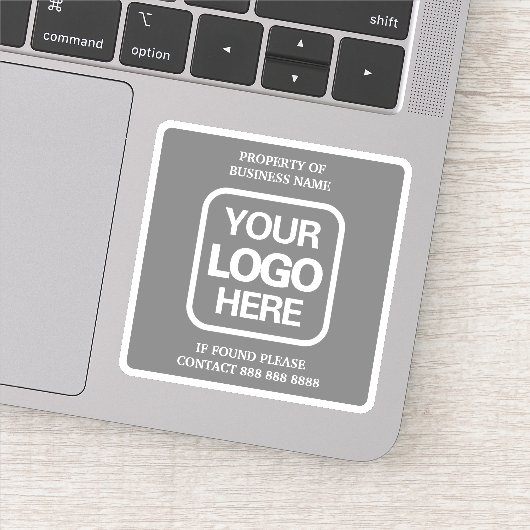 eigendom van de onderneming | Gray | Witte Logo Sticker (Detail)