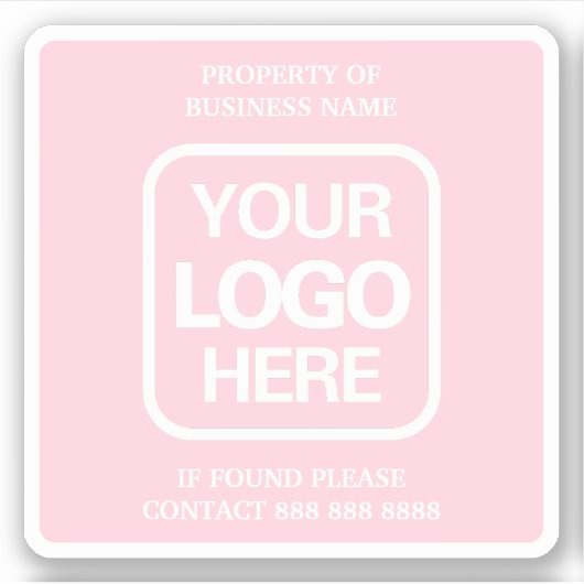 eigendom van de onderneming | Roze | Witte Logo Sticker (Voorkant)