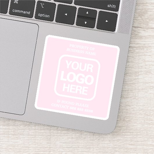 eigendom van de onderneming | Roze | Witte Logo Sticker (Detail)