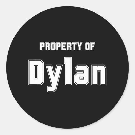 Eigendom van Dylan Funny Bachelorette Cadeaus voor Ronde Sticker (Voorkant)
