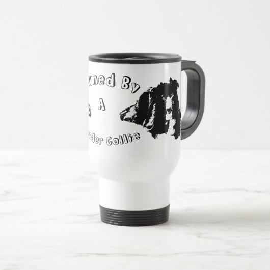 Eigendom van een Border Collie Funny Dog Reisbeker (Voorkant rechts)