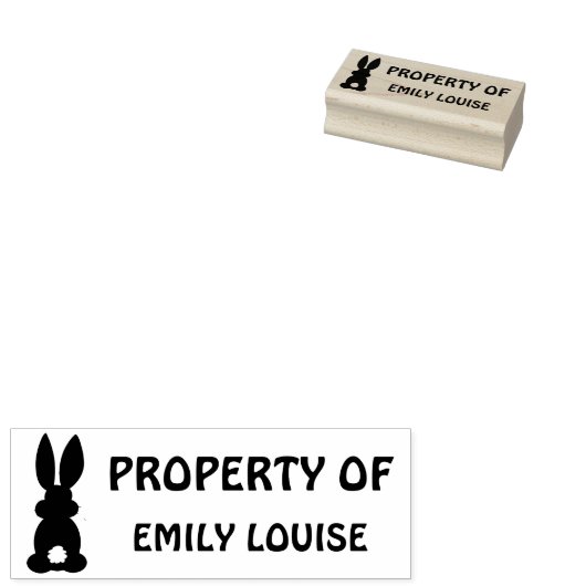 Eigendom van gepersonaliseerde Bunny Silhouette Ki Rubberstempel (Gestempeld)