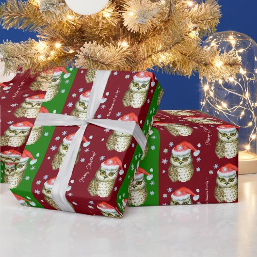 Eigendom van het kerstpatroon van Santa Hats, rood Cadeaupapier (Feestdagen)