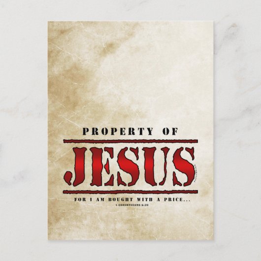 Eigendom van Jezus Briefkaart (Voorkant)