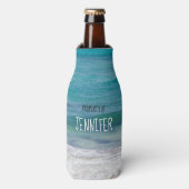 Eigendom van Jouw naam Caribbean Zee gepersonalise Flesjeskoeler (Fles Voorkant)