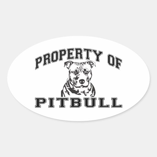 Eigendom van Pitbull Ovale Sticker (Voorkant)
