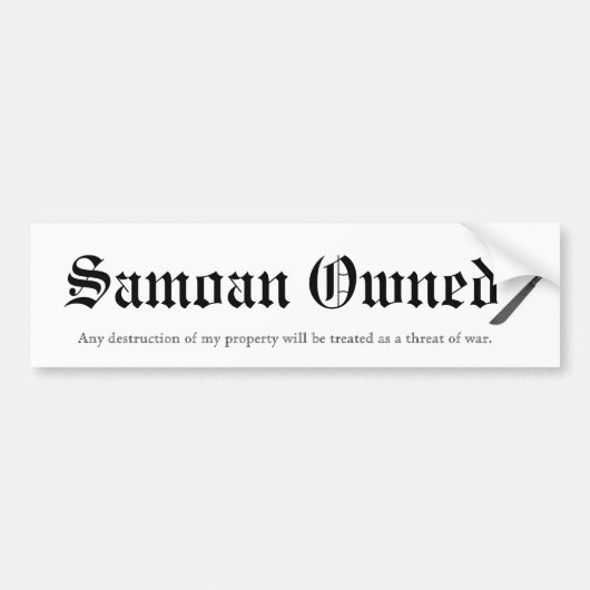Eigendom van Samoan Bumpersticker (Voorkant)