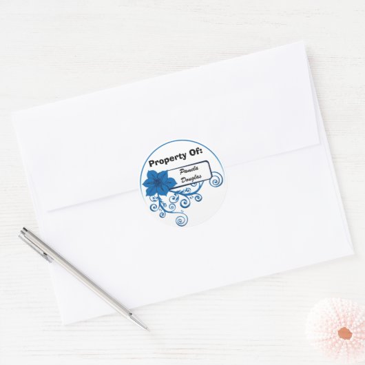 Eigendom van Sticker (bloemenblauw) (Envelop)