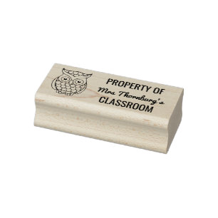 Eigendom van Teacher Classroom Cartoon Uil Rubberstempel