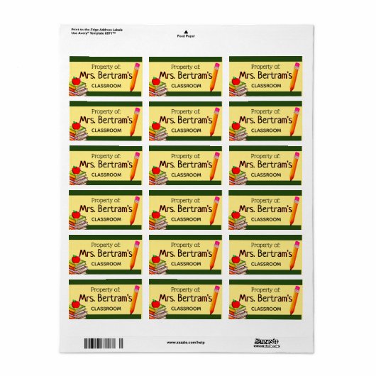 Eigendom van Teacher Classroom Label Sticker Schoo (Full Sheet)