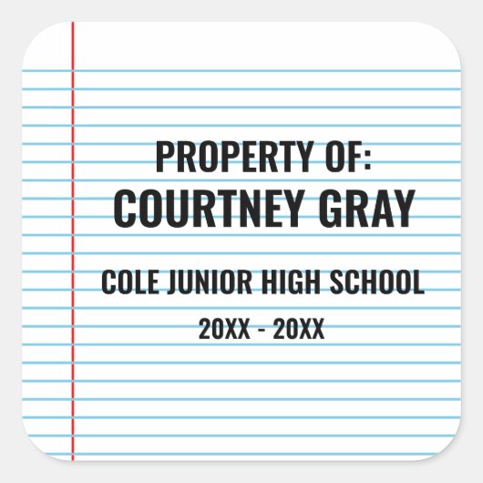 Eigendom van Welkom Terug naar School Vierkante Sticker (Voorkant)