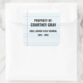 Eigendom van Welkom Terug naar School Vierkante Sticker (Tas)