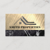 Eigendomsdak | Goud Metaal | Zwarte Marmer Visitekaartje (Voorkant)