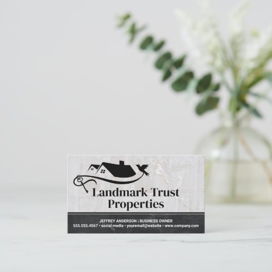 Eigendomshuis Dove en Key | Marmer Visitekaartje (Staand voorkant)