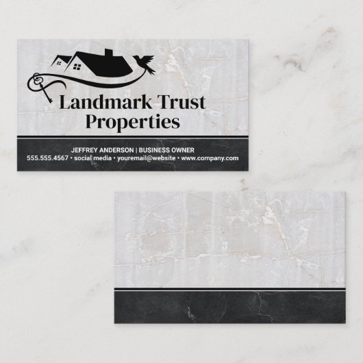 Eigendomshuis Dove en Key | Marmer Visitekaartje (Voorkant / Achterkant)