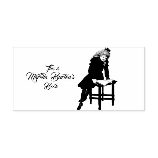 Eigendomsnaam jonge boeklezer hoort bij stempel (Afrduk)