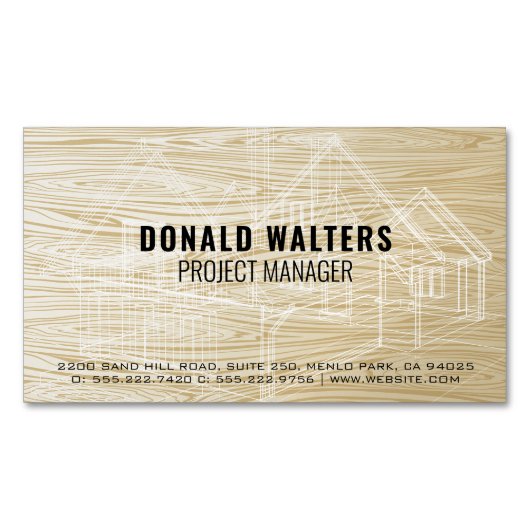 Eigendomsontwikkelaar | Houtblauwdruk Magnetisch Visitekaartje (Voorkant)