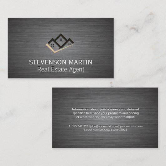 Eigendomspictogram | Metaalgeborsteld textiel Visitekaartje (Voorkant / Achterkant)