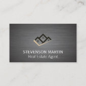 Eigendomspictogram | Metaalgeborsteld textiel Visitekaartje (Voorkant)