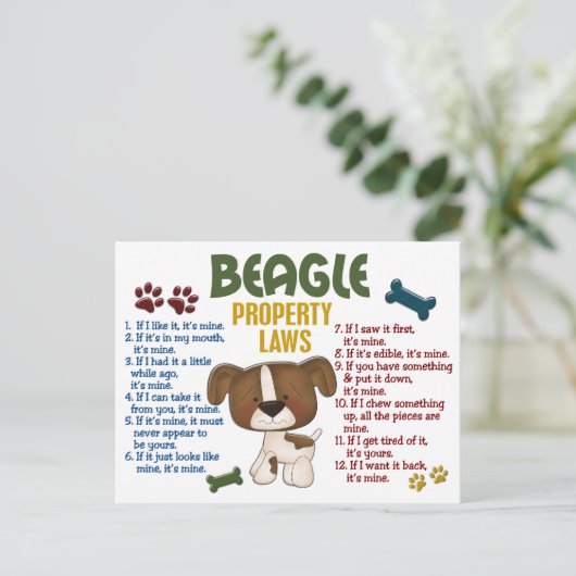 Eigendomswetten beagle 4 briefkaart (Staand voorkant)